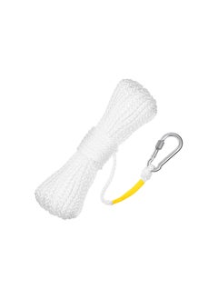 Hollow Braided Polypropylene Line Rope, Heaving Line with Spring Hook for Ring Buoy Pool Life Preserver Ring Rope Boat Anchor Rope, Not Easy to Get Rust and Abrasion(White,15 M/ 16.4 Yards)(1 Pack)