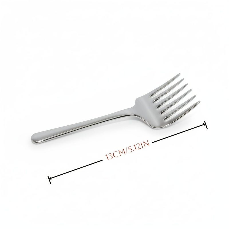 Modern 6 Tine Table Fork Polished Stainless Steel Short Handle Versatile Mini Fork for Daily Meals Small Plates Ergonomic Grip Dim Light - Image 3