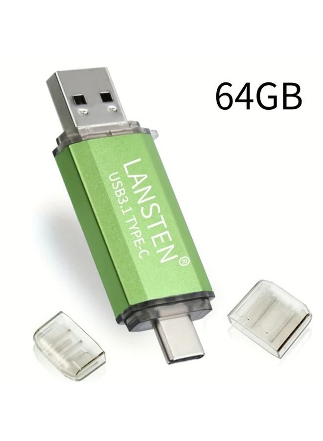 LANSTEN 64GB Type C USB Flash Drive 2 In 1 OTG Memory Stick For Android Phone MacBook - Image 1
