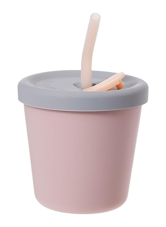 haakaa Jolly Hippo Silicone Straw Sippy Cup - Blush  - Image 1