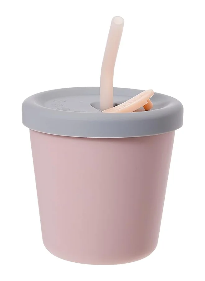 هاكا Jolly Hippo Silicone Straw Sippy Cup - Blush