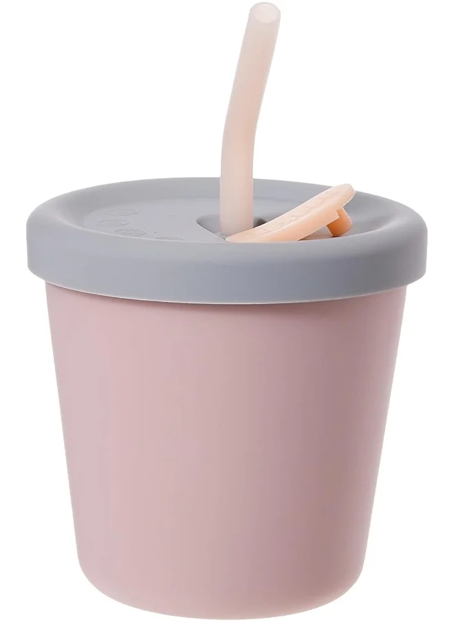 هاكا Jolly Hippo Silicone Straw Sippy Cup - Blush