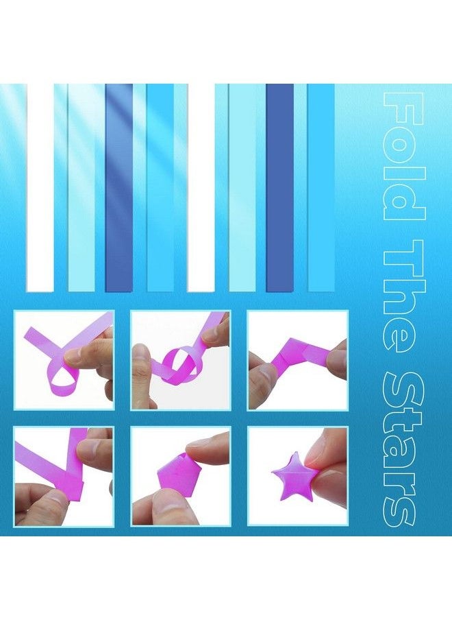 BangBoom 540 Sheets Of Star Origami Paper 4 Colors Of Lucky Star Paper Strips Double Sided Origami Star Paper Strips Lucky Star Decoration Folding Paper For Art Craft Diy (Blue)  - Image 5