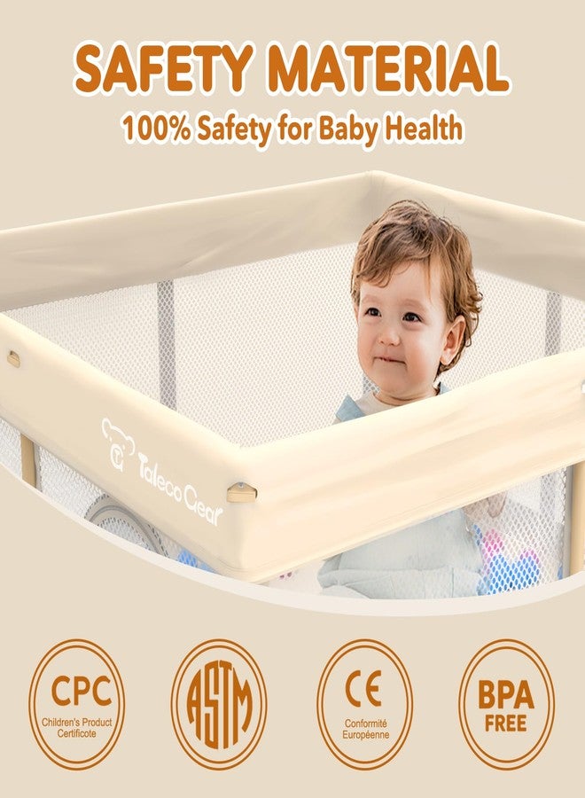 JWPEHOE Foldable Baby Playpen for Babies and Toddlers, 50x50 Inch Portable Play Yard, Collapsible Play Pen with Mat, Visible Mesh, 50 Ocean Balls, Indoor/Outdoor Baby Fence Activity Center for Home - Image 2