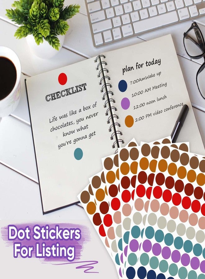 Zacool 1400 PCS Boho Dot Stickers,Round Color Coding Labels Sticky Dots Labels Stickers Color Coding Labels Circle 10 Color Style Colored Dot Stickers for Toddlers Office Student Classroom Papers - Image 3