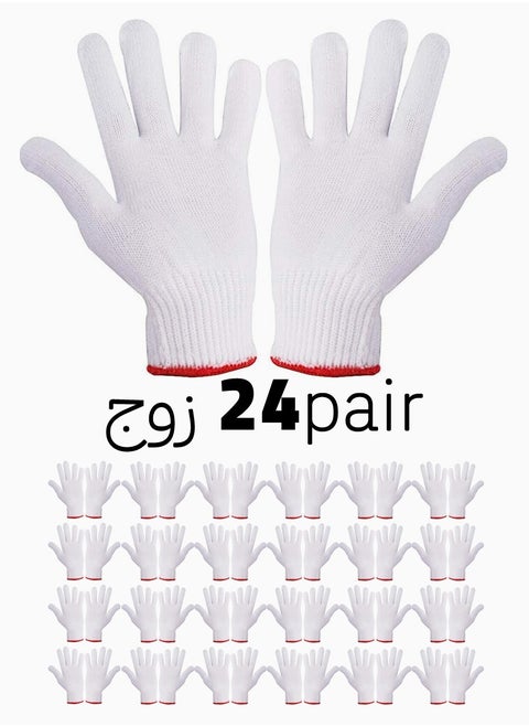 Wholesale 24 pairs of nylon and cotton yarn gloves suitable for home use, trips and daily work for workers, professionals and athletes, wear-resistant and slip-resistant