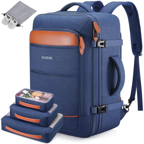 Bagsure Travel Backpack Carry On Backpack 42L Flight Approved, Expandable Laptop Backpack with Packing Cubes & Shoe Pocket, Water Resistant Luggage Backpack for Men Women, Large Backpack 20 * 14 * 7" - Image 1