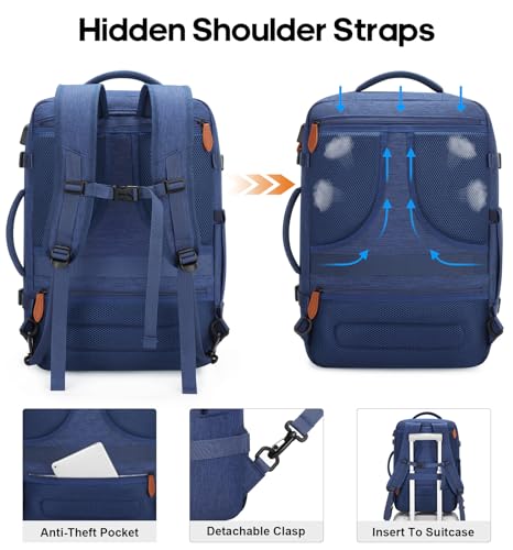 Bagsure Travel Backpack Carry On Backpack 42L Flight Approved, Expandable Laptop Backpack with Packing Cubes & Shoe Pocket, Water Resistant Luggage Backpack for Men Women, Large Backpack 20 * 14 * 7" - Image 4