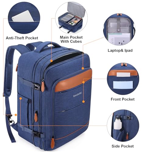 Bagsure Travel Backpack Carry On Backpack 42L Flight Approved, Expandable Laptop Backpack with Packing Cubes & Shoe Pocket, Water Resistant Luggage Backpack for Men Women, Large Backpack 20 * 14 * 7" - Image 5