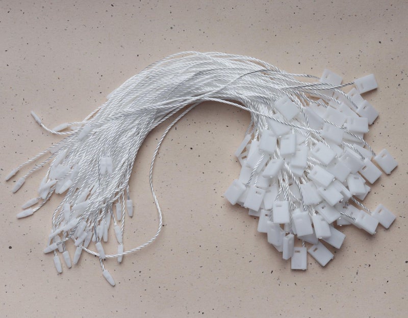 SOWAKA 100 Pcs Nylon Hanging Tag Strings for Clothing Price Tags Lock Pin Loop Fastener Hook Ties Multipurpose Tag Rope for Belt Luggage Label Attachment Clothing Dress (White) - Image 3