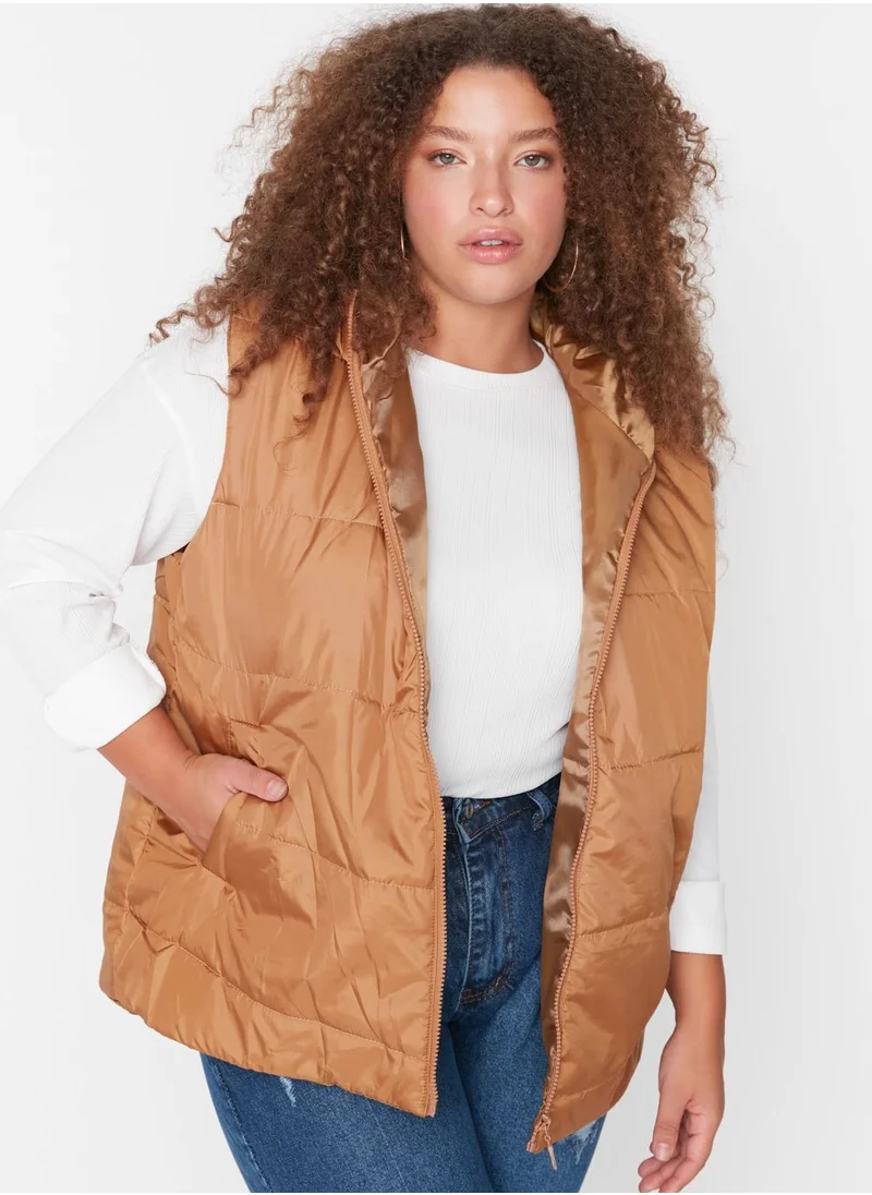Trendyol Curve Zip Through Hooded Jacket