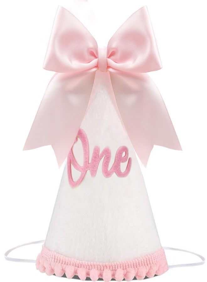 JRLCTECH Pink Bow 1st Birthday Hat, Bow Girl 1st Birthday Hat, Pink Bow Themed Party Decoration Hat, Cake Smash Outfit - Image 1