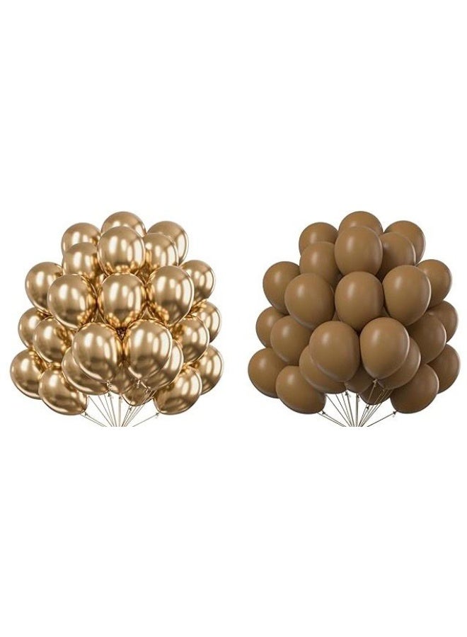 Dingo Metallic Chrome Gold Balloons 100 pcs and Dingo Coffee Brown Balloons 100 pcs - Image 1
