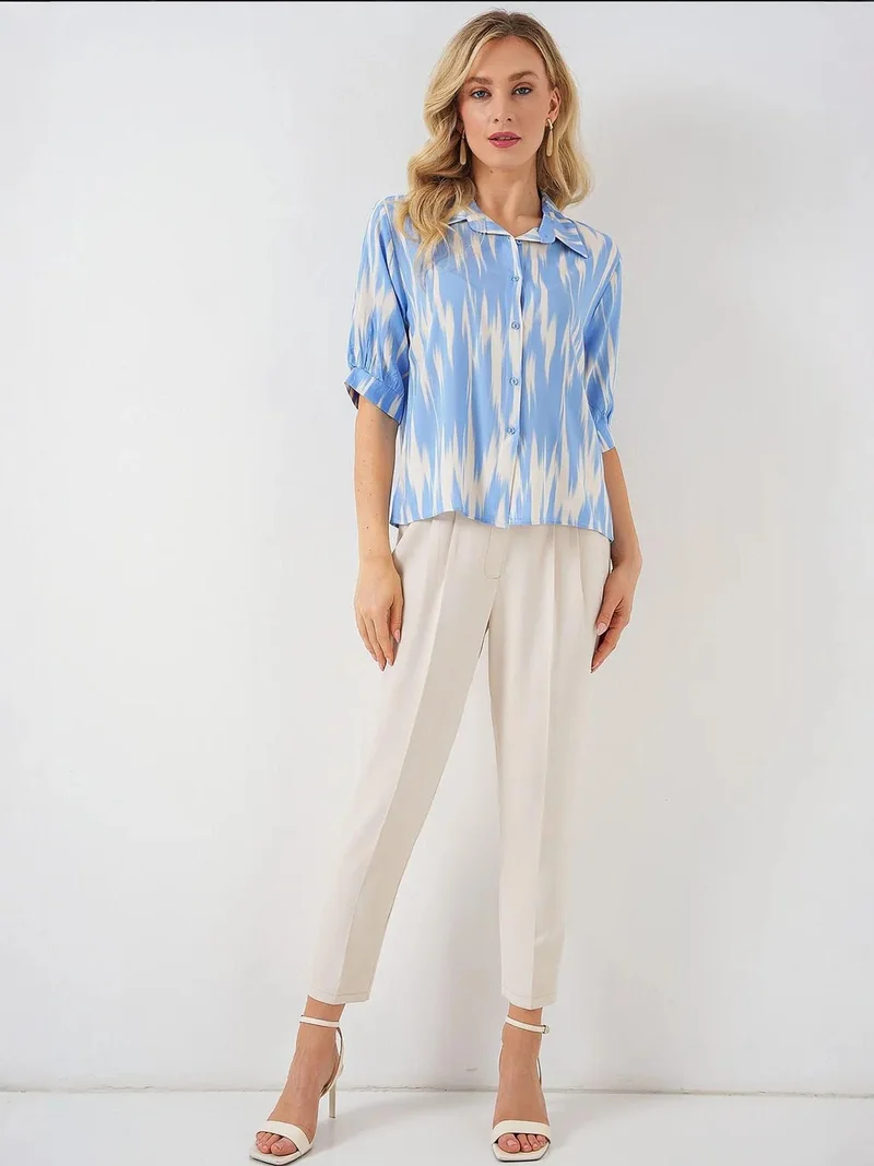 بيغ دارت قميص قصير بنقوش  بأزرار