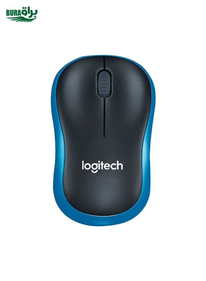 Logitech M186 Wireless Mouse Office Power Saving USB Laptop Desktop Computer Universal (Black Blue)