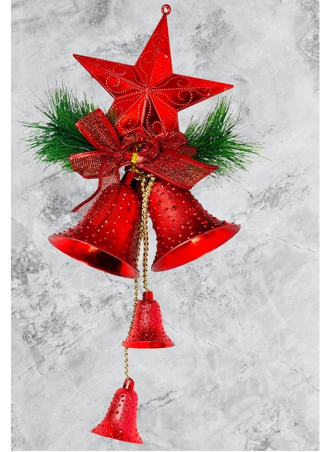 Evisha زينة عيد الميلاد إيفيشا أجراس حمراء معلقة زينة شجرة عيد الميلاد عناصر زينة عيد الميلاد للمنزل باب جدار شجرة أجراس زينة - Image 1