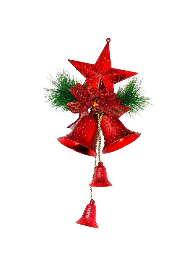 Evisha زينة عيد الميلاد إيفيشا أجراس حمراء معلقة زينة شجرة عيد الميلاد عناصر زينة عيد الميلاد للمنزل باب جدار شجرة أجراس زينة - Image 3