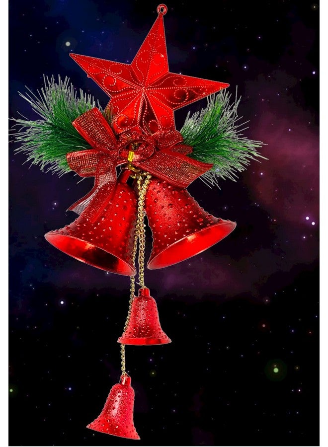 Evisha زينة عيد الميلاد إيفيشا أجراس حمراء معلقة زينة شجرة عيد الميلاد عناصر زينة عيد الميلاد للمنزل باب جدار شجرة أجراس زينة - Image 2