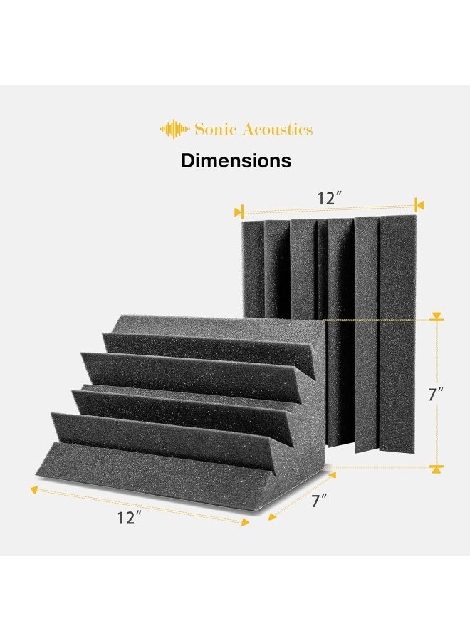 Sonic Acoustics 12 Pack Acoustic Foam Panels 7" X 7" X 12" Sound Absorbing Panel, Bass Trap Studio Foam, Corner Block Finish, Sound Panels Soundproof Sound Insulation Absorbing - Image 3