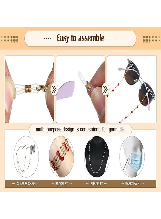 Quantum 4 PCS Eyeglasses Chain, Colorful Rice Bead Chain Portable Eyeglass Lanyard, Fashionable and Unique Anti-Loss Chain Lanyard Cord Practical Design - Image 3