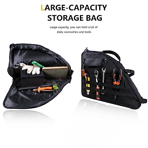 RERPRO Roll Bar Storage Bag for 2021 2022 2023 2024 2025 Ford Bronco 4 Door Interior Accessories Trunk Organizer Cargo Cage Saddlebag Tool Kits Holder Multi Pocket Handbags, All Black 2 Pack - Image 3