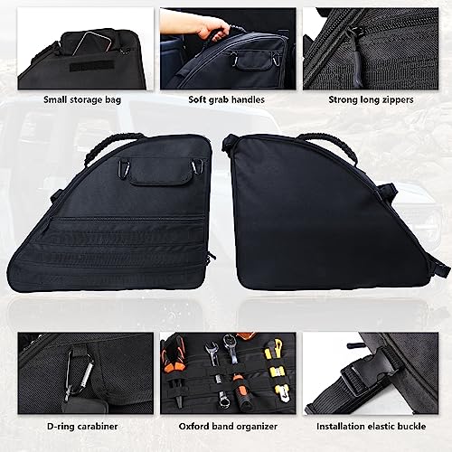 RERPRO Roll Bar Storage Bag for 2021 2022 2023 2024 2025 Ford Bronco 4 Door Interior Accessories Trunk Organizer Cargo Cage Saddlebag Tool Kits Holder Multi Pocket Handbags, All Black 2 Pack - Image 4