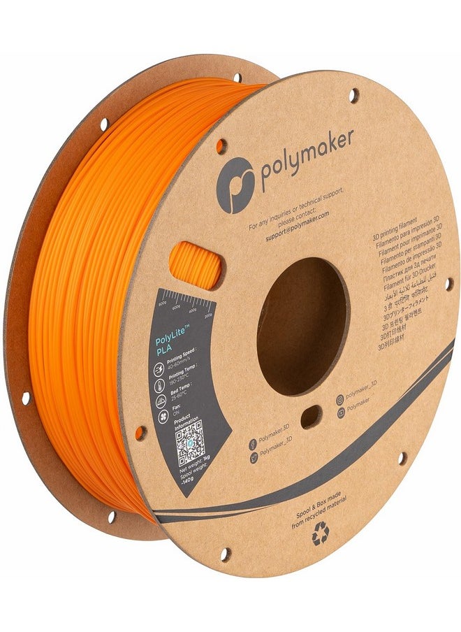 polymaker Polymaker PLA Filament, Orange 3D Printing PLA Filament 1.75mm 1kg - PolyLite 3D Printer PLA Filament, Dimensional Accuracy +/- 0.03mm, Compatible with Most 3D Printer, Orange  - Image 1