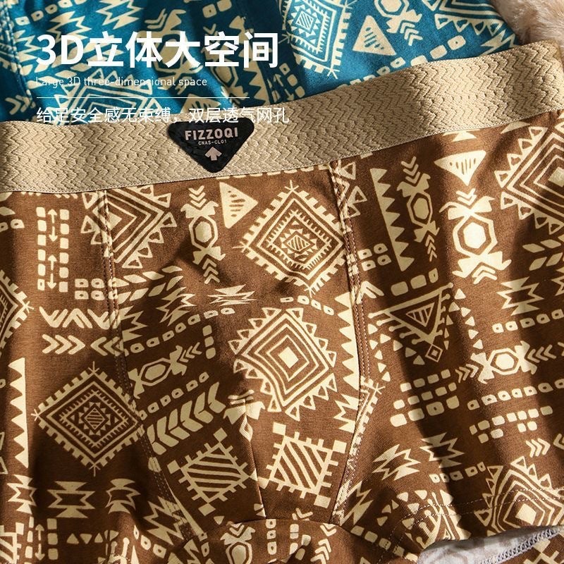 New American Style Retro Ethnic Style Men'S Underwear Men'S Comfortable Boxer Shorts Breathable Four Corner Trend Shorts - Image 3