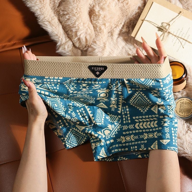 New American Style Retro Ethnic Style Men'S Underwear Men'S Comfortable Boxer Shorts Breathable Four Corner Trend Shorts - Image 1
