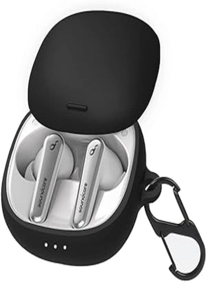 HAOTOP - Haotop Protective Silicone Case Cover Compatible with Anker Soundcore Liberty Air 2 Pro (Black) - Image 1