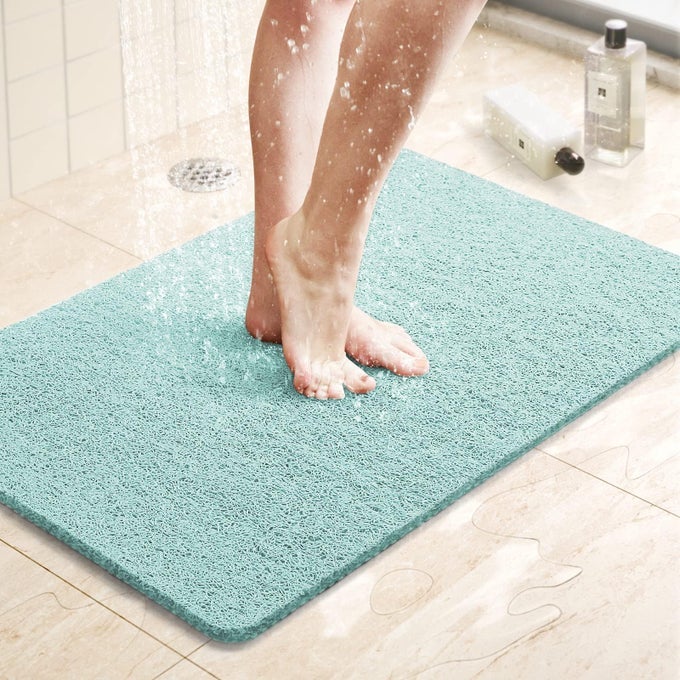 SHOWER MAT BATHTUB MAT24X16 INCH NONSLIP BATH MAT WITH DRAIN QUICK DRYING PVC LOOFAH BATHMAT FOR TUBSHOWERBATHROOM PHTHALATE FREEGREEN