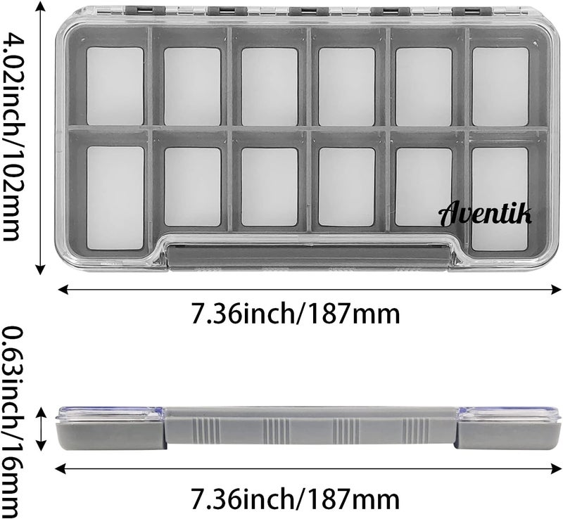 Riverruns Waterproof Fly Fishing Box Slim Fishing Storage Fishing Tackle Case Multi Magnetic Compartments Tackle Box 7.36"X4.02"X0.63" (187X102X16mm)(Grey-12C) - Image 2