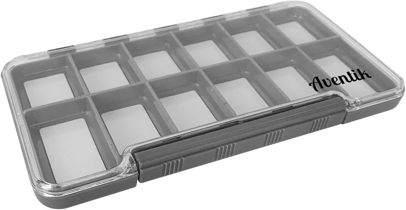 Riverruns Waterproof Fly Fishing Box Slim Fishing Storage Fishing Tackle Case Multi Magnetic Compartments Tackle Box 7.36"X4.02"X0.63" (187X102X16mm)(Grey-12C) - Image 4
