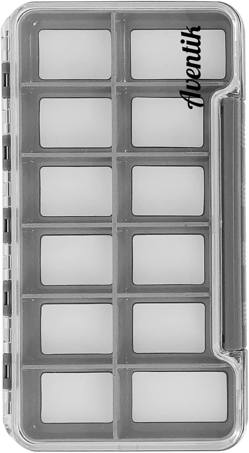 Riverruns Waterproof Fly Fishing Box Slim Fishing Storage Fishing Tackle Case Multi Magnetic Compartments Tackle Box 7.36"X4.02"X0.63" (187X102X16mm)(Grey-12C) - Image 1