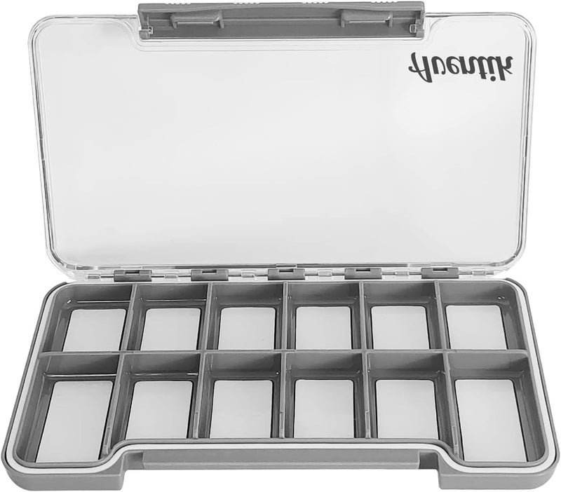 Riverruns Waterproof Fly Fishing Box Slim Fishing Storage Fishing Tackle Case Multi Magnetic Compartments Tackle Box 7.36"X4.02"X0.63" (187X102X16mm)(Grey-12C) - Image 3