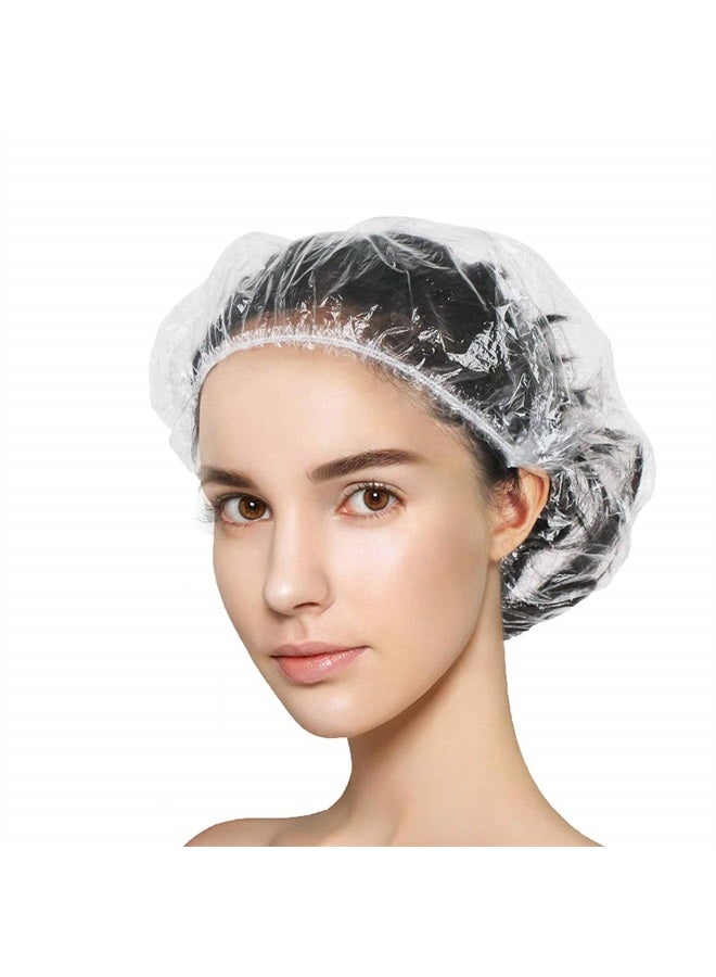 Years calm 100+10 Shower Caps Disposable, Clear Shower Caps for Women Waterproof Plastic Bath Caps, Elastic Hair Processing Caps for Women Man Kids Girls, Hotel, Home Use - Image 1
