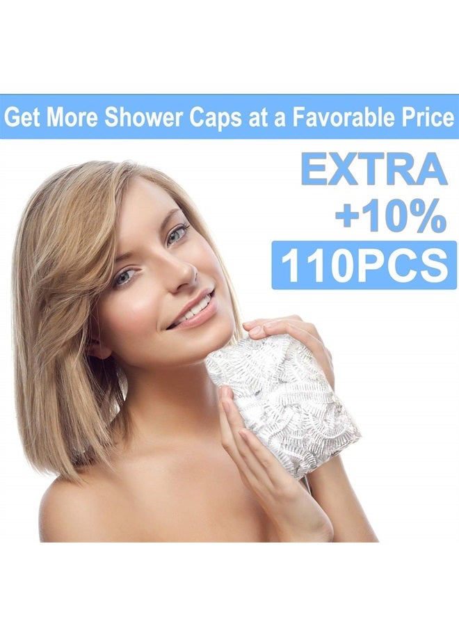 Years calm 100+10 Shower Caps Disposable, Clear Shower Caps for Women Waterproof Plastic Bath Caps, Elastic Hair Processing Caps for Women Man Kids Girls, Hotel, Home Use - Image 4