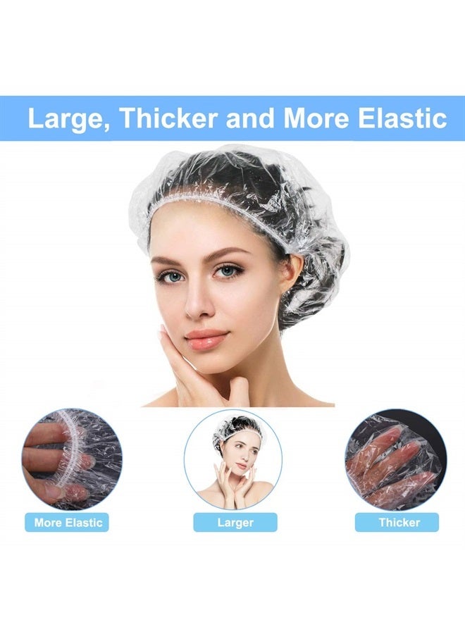 Years calm 100+10 Shower Caps Disposable, Clear Shower Caps for Women Waterproof Plastic Bath Caps, Elastic Hair Processing Caps for Women Man Kids Girls, Hotel, Home Use - Image 3