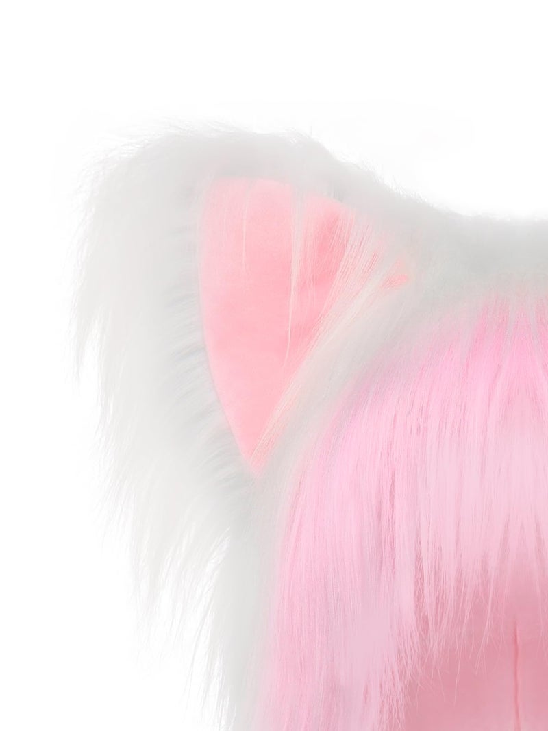 JUNBOON Cute Plush Cat Hat Fluffy Ear Headwear Winter Warm Earmuffs Head Mask Halloween Cosplay Accessory - Image 5