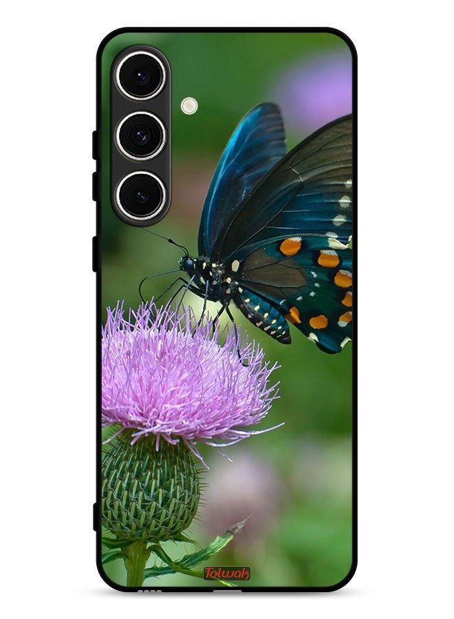 Tolwak Samsung Galaxy S24 FE 5G Protective Case Cover Butterfly Sitting On Flower - Image 1