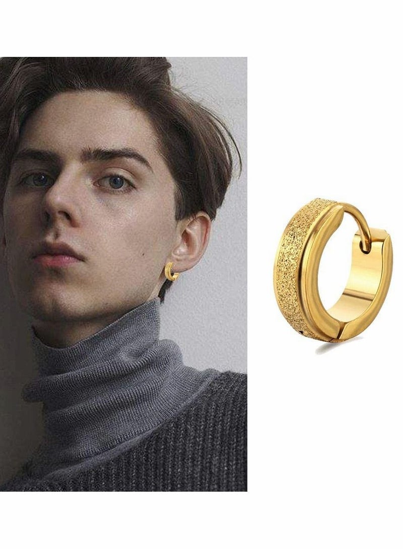 KASTWAVE Gold Frosted Earrings, Unisex Gold Stud Earrings - Image 3