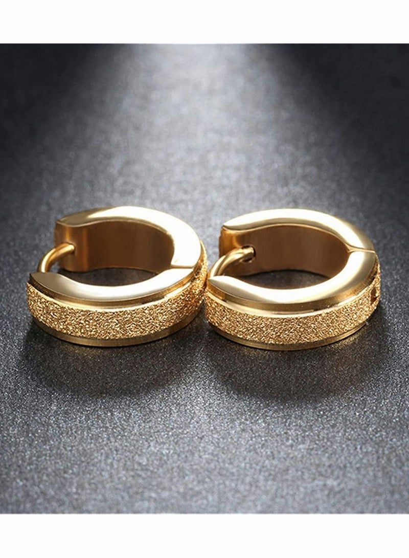 KASTWAVE Gold Frosted Earrings, Unisex Gold Stud Earrings - Image 4