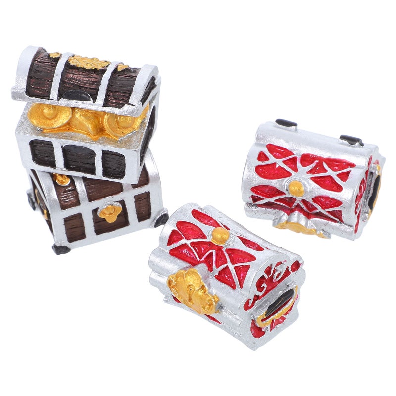4Pcs Aquarium Mini Resin Cartoon Mediterranean Treasure Box Decoration (4 Combinations/Package) - Image 4