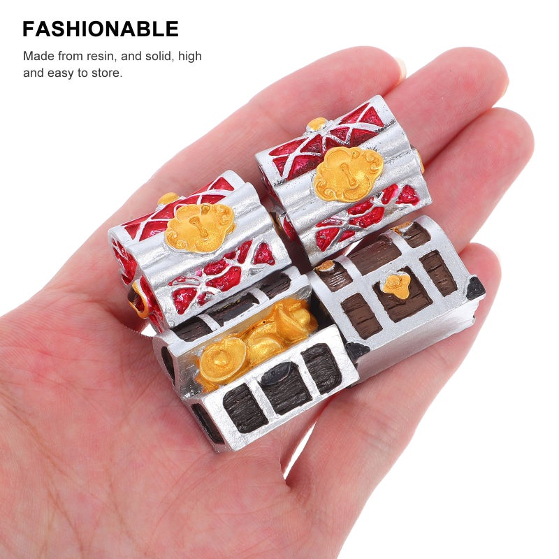 4Pcs Aquarium Mini Resin Cartoon Mediterranean Treasure Box Decoration (4 Combinations/Package) - Image 3