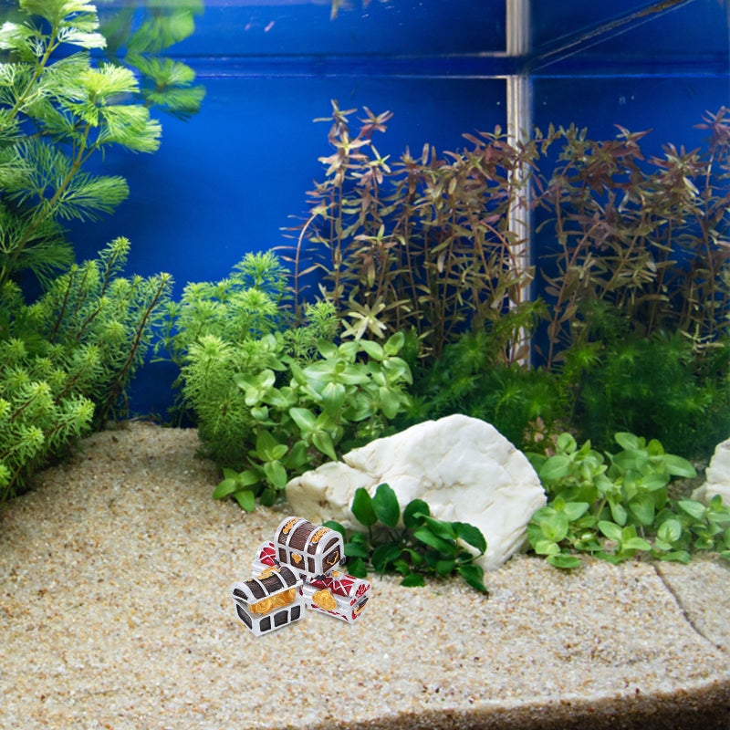 4Pcs Aquarium Mini Resin Cartoon Mediterranean Treasure Box Decoration (4 Combinations/Package) - Image 5
