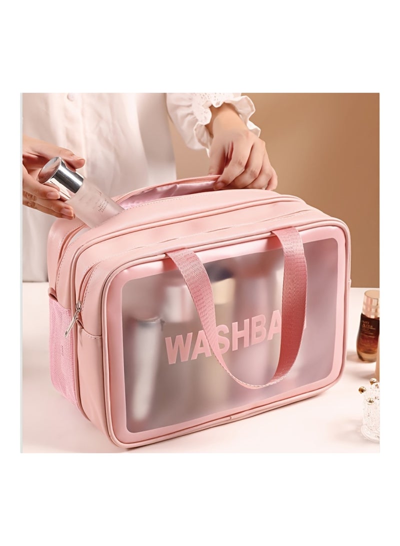 ORiTi Large Capacity Waterproof Makeup Bag with Double-Layer Finishing Storage And Zipper Handle For Travel And Skin Care Products - Image 3