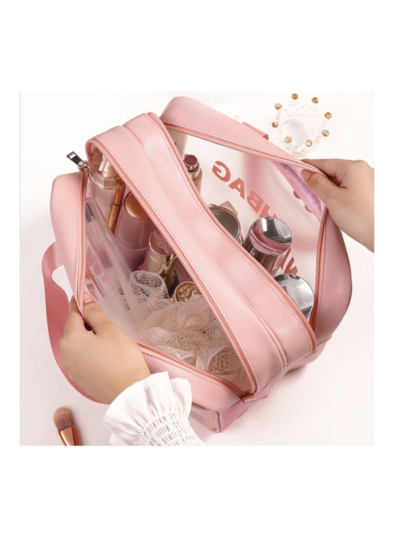 ORiTi Large Capacity Waterproof Makeup Bag with Double-Layer Finishing Storage And Zipper Handle For Travel And Skin Care Products - Image 2