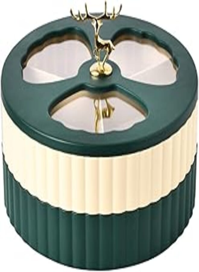 Maitexi double dried fruit candy box,creative snack dry fruits nuts storage tray food case fruit tray living room kitchen (beige green)