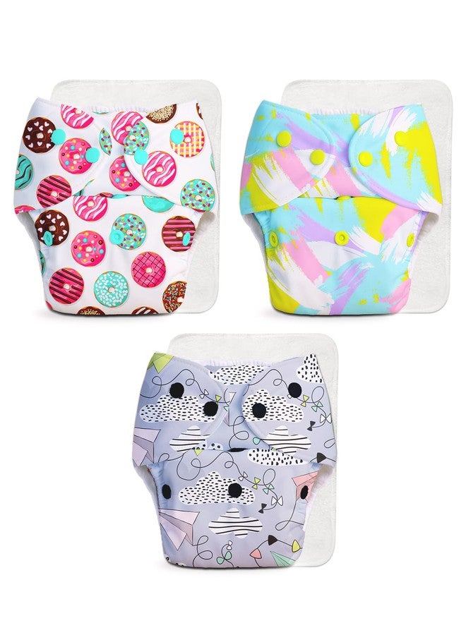Superbottoms Basic Leakage-proof advanced cloth diapers for babies, High Absorbent 100% cotton 3 reusable diaper and 3 insert pad Combo Pack washable cloth diaper 3M -3Years Adjustable, Reduces Rash - Image 1