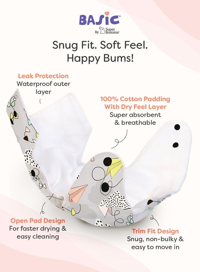 Superbottoms Basic Leakage-proof advanced cloth diapers for babies, High Absorbent 100% cotton 3 reusable diaper and 3 insert pad Combo Pack washable cloth diaper 3M -3Years Adjustable, Reduces Rash - Image 2